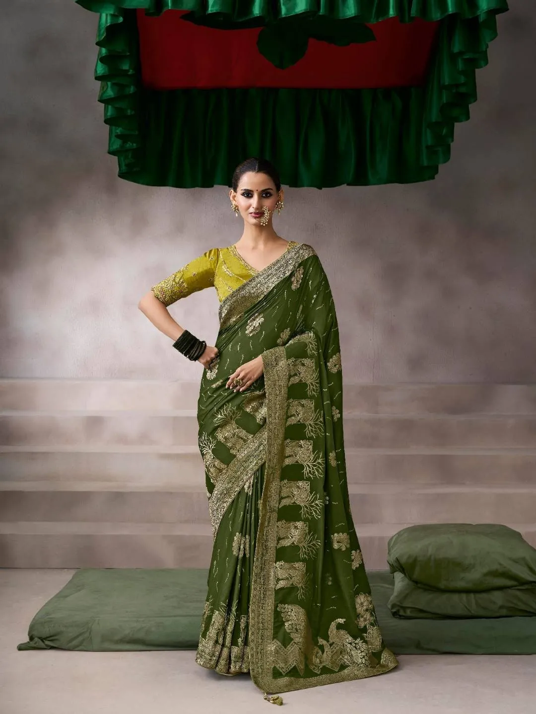Woman’s Kira Kamala Silk Premium Party Wear Designer Saree