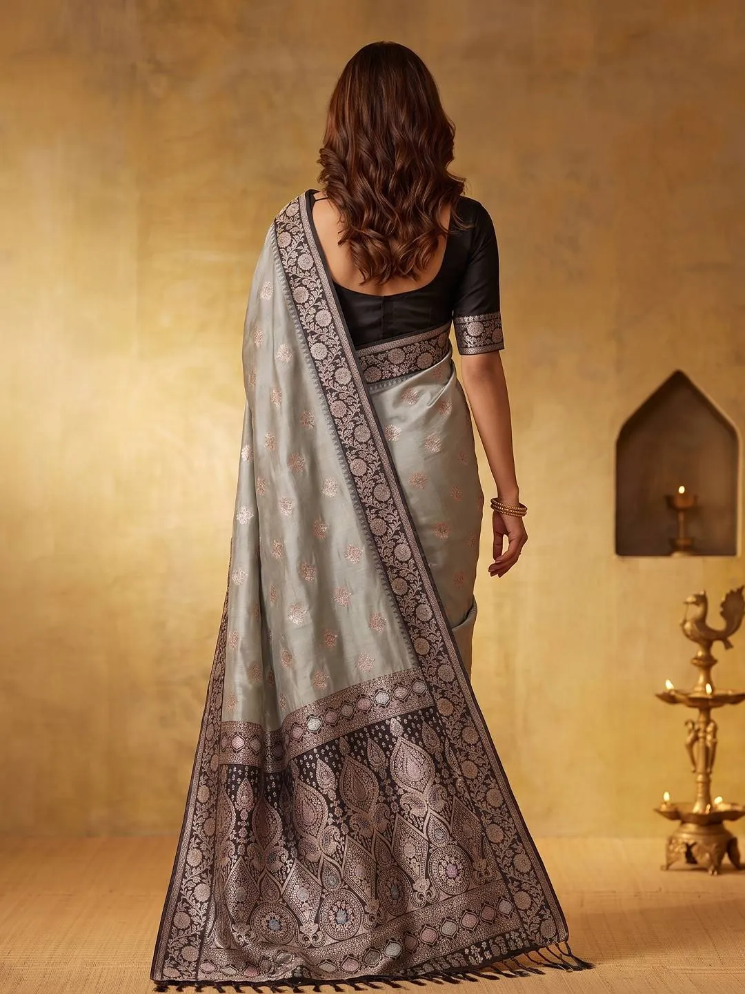 Geetanjali Silk Blend Festive Broad Border Sarees For Woman