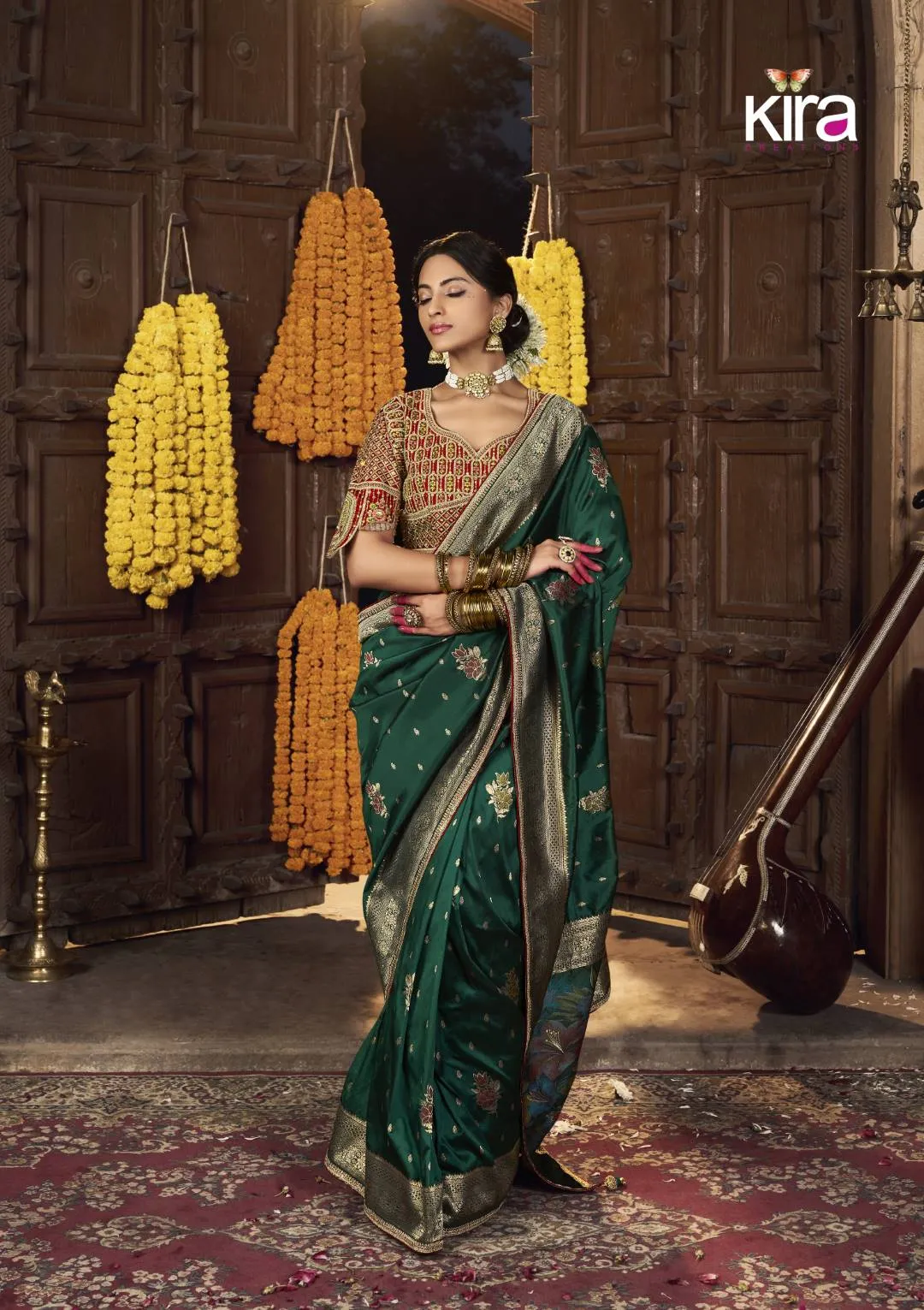 Kira Kiki Pure Silk Saree - Woman's Designer Wedding Wear Saree with Embroidered Blouse