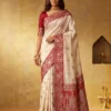 Woman's Silk Majesty with Rich Zari Work Saree | Ivory
