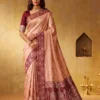 Women's Beautiful Peach Silk Blend Woven Jari Designer Saree