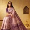 Woman's Wine Silk Saree With Blouse Piece