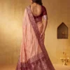 Women's Beautiful Peach Silk Blend Woven Jari Designer Saree