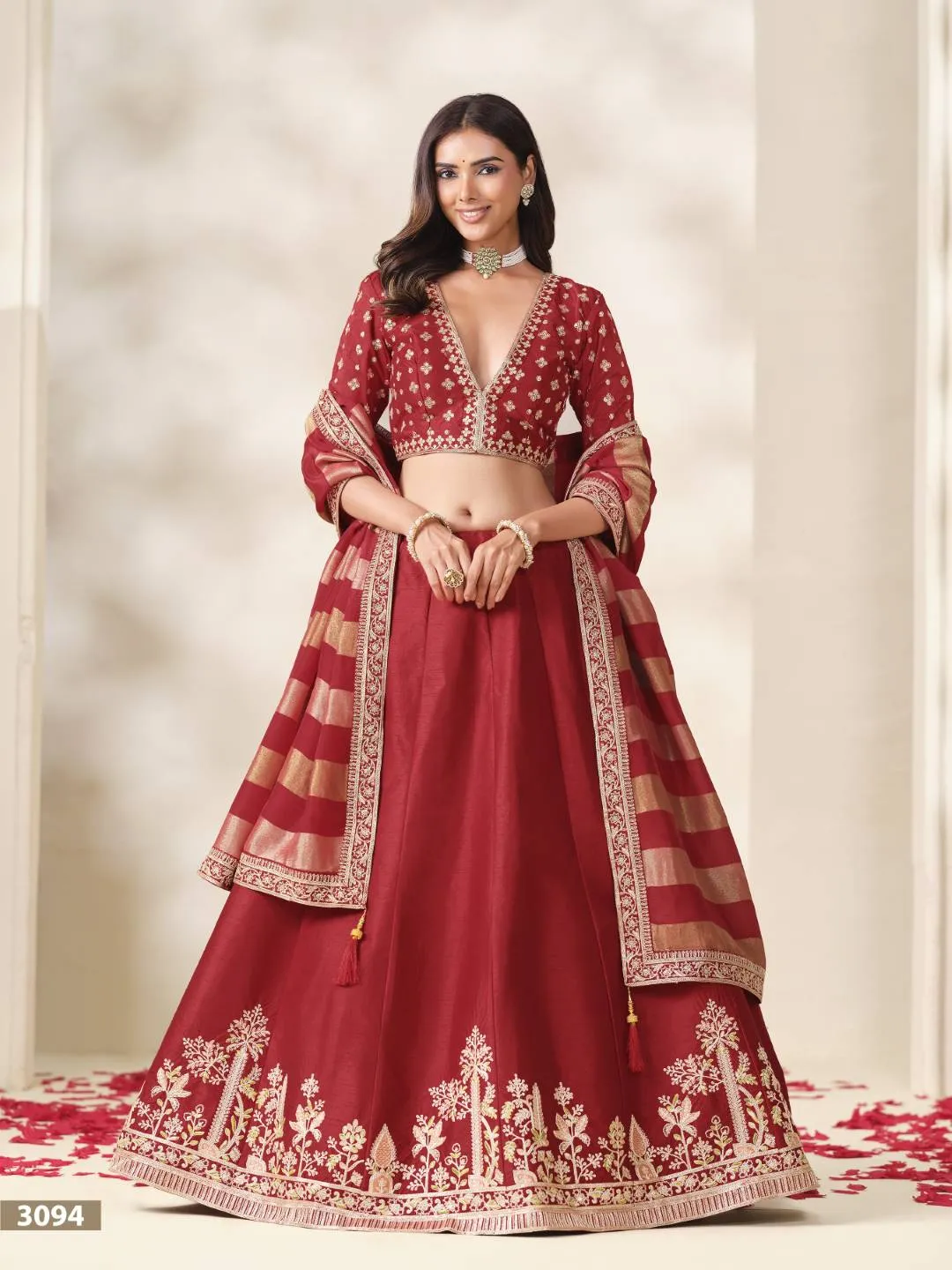 Maroon Art Silk Lehenga Choli with Heavy Gold Zari Work