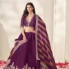 Premium Purple Art Silk Lehenga Choli with Festive Zari Border & Striped Dupatta