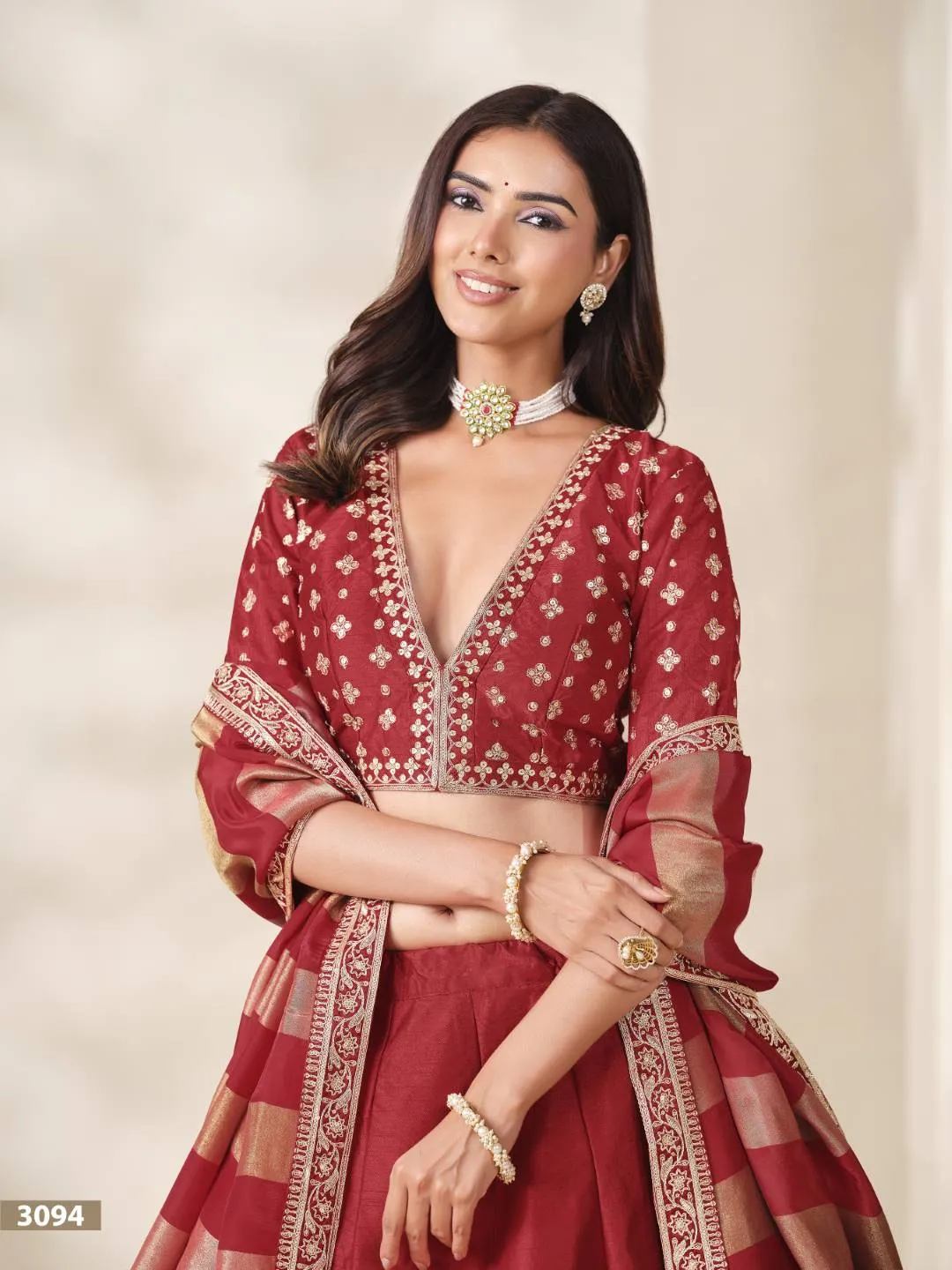 Maroon Art Silk Lehenga Choli with Heavy Gold Zari Work