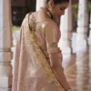 Woman’s Premium Lavender Kanjivaram Soft Silk Saree with Elegant Beads Work