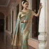Woman's Premium Green Kanjivaram Soft Silk Saree with Elegant Beads Work