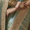 Woman's Premium Green Kanjivaram Soft Silk Saree with Elegant Beads Work