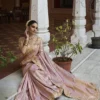 Woman’s Premium Ornate Pink Kanjivaram Soft Silk Saree with Elegant Beads Work