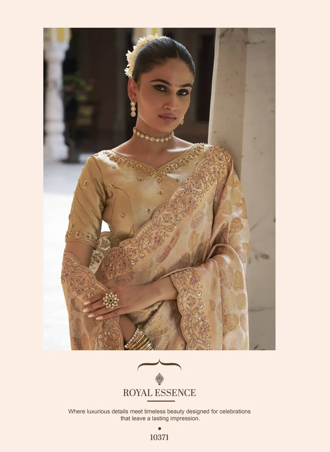 Woman's Premium Golden Kanjivaram Soft Silk Saree with Elegant Beads Work