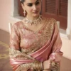 Woman's Pink Kanjivaram Silk Trendy Saree with Beads, Embroidered and Sequins Work for Ceremonial