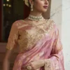 Woman’s Premium Pink Kanjivaram Soft Silk Saree with Elegant Beads Work
