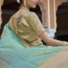 Woman’s Premium Green Kanjivaram Soft Silk Saree with Elegant Beads Work