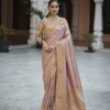 Woman’s Premium Ornate Pink Kanjivaram Soft Silk Saree with Elegant Beads Work